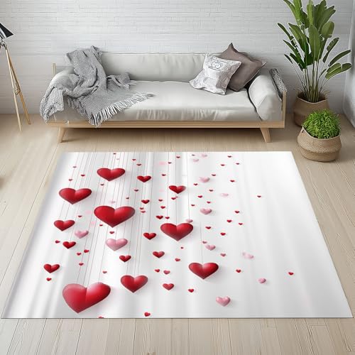 Dpvbffx Rote Herz Fußmatte 60x90 cm, Modern Romantisch Teppich Klein rutschfest, Valentinstag Liebe Teppich Kurzflor, Waschbarer Teppiche Gegend Schmutzfangmatte fur Innen Outdoor Eingang Dpvbffx Rote Herz Fußmatte 60x90 cm, Modern Romantisch Teppich Klein rutschfest, Valentinstag Liebe Teppich Kurzflor, Waschbarer Teppiche Gegend Schmutzfangmatte fur Innen Outdoor Eingang von Dpvbffx