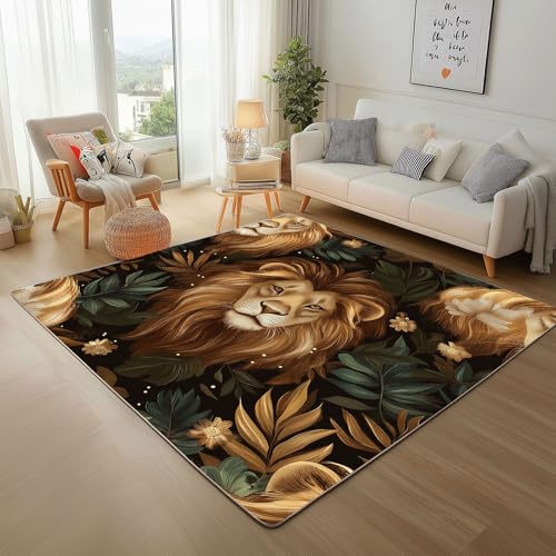 Dpvbffx Safari Löwe Teppich rutschfest Weich, Wildtier Teppich Wohnzimmer 80x150 cm, Tropisch Dschungel Tiere Teppiche Kurzflor Waschbare fur Schlafzimmer Badezimmer Kinderzimmer Schmutzfangteppich Dpvbffx Safari Löwe Teppich rutschfest Weich, Wildtier Teppich Wohnzimmer 80x150 cm, Tropisch Dschungel Tiere Teppiche Kurzflor Waschbare fur Schlafzimmer Badezimmer Kinderzimmer Schmutzfangteppich von Dpvbffx