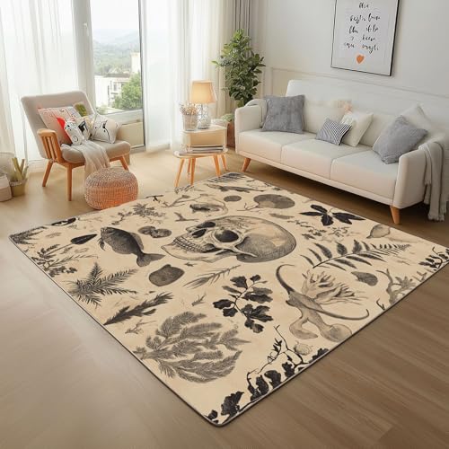 Dpvbffx Schädel Teppich Groß 200x290 cm, Pflanzen Blätter Knochen Waschbare Teppiche Antirutsch, Halloween Totenkopf Skull Teppich Weich Kurzflor Fur Wohnzimmer Schlafzimmer Kinderzimmer Bettvorleger Dpvbffx Schädel Teppich Groß 200x290 cm, Pflanzen Blätter Knochen Waschbare Teppiche Antirutsch, Halloween Totenkopf Skull Teppich Weich Kurzflor Fur Wohnzimmer Schlafzimmer Kinderzimmer Bettvorleger von Dpvbffx