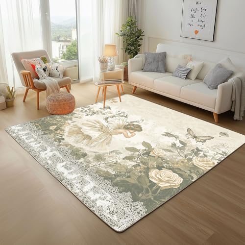 Dpvbffx Schmetterling Elfe Fußmatte 60x90 cm, Romantische Vintage Teppich Klein rutschfest, Landhausstil Blumen Pflanzen Teppich Kurzflor, Teppiche Gegend Schmutzfangmatte fur Innen Outdoor Eingang Dpvbffx Schmetterling Elfe Fußmatte 60x90 cm, Romantische Vintage Teppich Klein rutschfest, Landhausstil Blumen Pflanzen Teppich Kurzflor, Teppiche Gegend Schmutzfangmatte fur Innen Outdoor Eingang von Dpvbffx