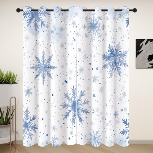 Dpvbffx Schneeflocke Vorhang Blickdicht Schallschutz, Aquarell Malerei Gardinen mit Ösen 2er Set 137x117 cm, Wintermotiv Verdunklungsvorhänge Schlafzimmer, Curtains Living Room Dpvbffx Schneeflocke Vorhang Blickdicht Schallschutz, Aquarell Malerei Gardinen mit Ösen 2er Set 137x117 cm, Wintermotiv Verdunklungsvorhänge Schlafzimmer, Curtains Living Room von Dpvbffx