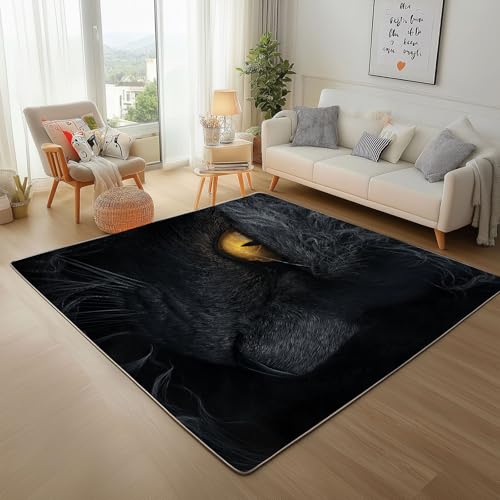 Dpvbffx Schwarze Katze Teppich Groß 160x230 cm, Mystische Katze Waschbare Teppiche Antirutsch, Haustier Tiermotiv Teppich Weich Kurzflor Fur Wohnzimmer Schlafzimmer Kinderzimmer Bettvorleger Dpvbffx Schwarze Katze Teppich Groß 160x230 cm, Mystische Katze Waschbare Teppiche Antirutsch, Haustier Tiermotiv Teppich Weich Kurzflor Fur Wohnzimmer Schlafzimmer Kinderzimmer Bettvorleger von Dpvbffx
