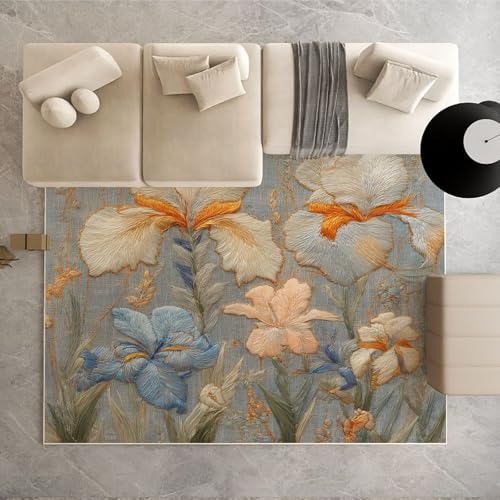 Dpvbffx Schwertlilie Teppich rutschfest Weich, Simulation Stickerei Iris Teppich Wohnzimmer 80x120 cm, Blumenmuster Teppiche Kurzflor Waschbare fur Schlafzimmer, Badezimmer, Kinderzimmer Dpvbffx Schwertlilie Teppich rutschfest Weich, Simulation Stickerei Iris Teppich Wohnzimmer 80x120 cm, Blumenmuster Teppiche Kurzflor Waschbare fur Schlafzimmer, Badezimmer, Kinderzimmer von Dpvbffx