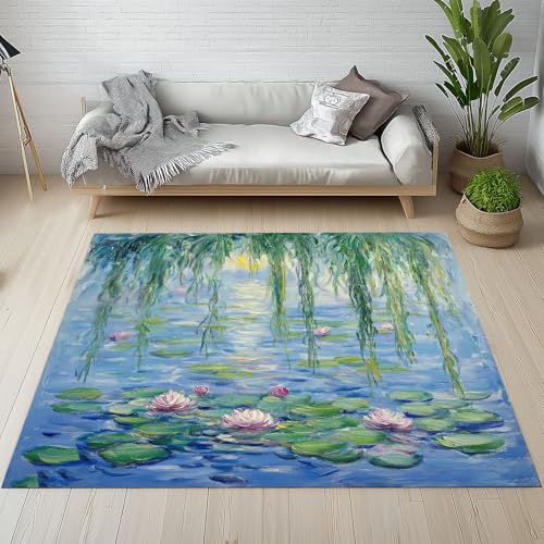 Dpvbffx Seerose Teppich Wohnzimmer Schlafzimmer, Ölgemälde Blumenmotiv Kurzflor Teppich 120x170 cm, Teich Floral Malerei Teppiche Antirutsch Weich Waschbare Teppiche Kinderzimmer Bettvorleger Dpvbffx Seerose Teppich Wohnzimmer Schlafzimmer, Ölgemälde Blumenmotiv Kurzflor Teppich 120x170 cm, Teich Floral Malerei Teppiche Antirutsch Weich Waschbare Teppiche Kinderzimmer Bettvorleger von Dpvbffx