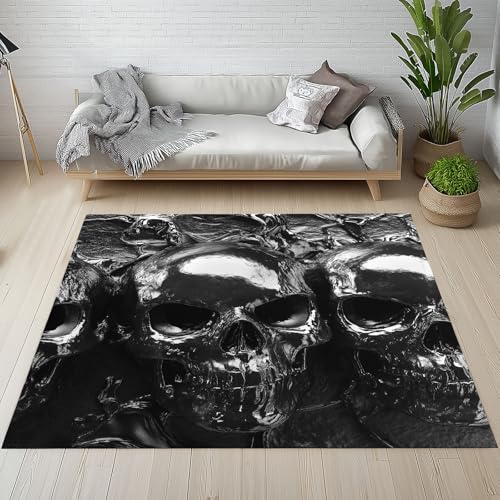 Dpvbffx Silber Skull Fußmatte 60x90 cm, Gotisch Totenkopf Teppich Klein rutschfest, Halloween Schädel Ornament Teppich Kurzflor, Waschbarer Teppiche Gegend Schmutzfangmatte fur Innen Outdoor Eingang Dpvbffx Silber Skull Fußmatte 60x90 cm, Gotisch Totenkopf Teppich Klein rutschfest, Halloween Schädel Ornament Teppich Kurzflor, Waschbarer Teppiche Gegend Schmutzfangmatte fur Innen Outdoor Eingang von Dpvbffx