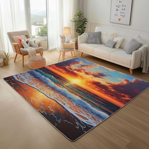 Dpvbffx Sonnenuntergang Teppich Wohnzimmer, Meer Küste Strand Kurzflor Teppich 120x170 cm, Meer Natur Landschaft Teppiche Antirutsch Weich Waschbare Teppiche Kinderzimmer Schlafzimmer Bettvorleger Dpvbffx Sonnenuntergang Teppich Wohnzimmer, Meer Küste Strand Kurzflor Teppich 120x170 cm, Meer Natur Landschaft Teppiche Antirutsch Weich Waschbare Teppiche Kinderzimmer Schlafzimmer Bettvorleger von Dpvbffx
