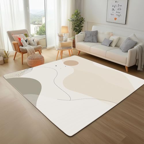 Dpvbffx Streifen Kreise Geometrisch Teppich Groß 160x230 cm, Abstrakte Minimalistisch Teppiche Antirutsch, Boho Modern Kunst Teppich Kurzflor Fur Wohnzimmer Schlafzimmer Kinderzimmer Bettvorleger von Dpvbffx