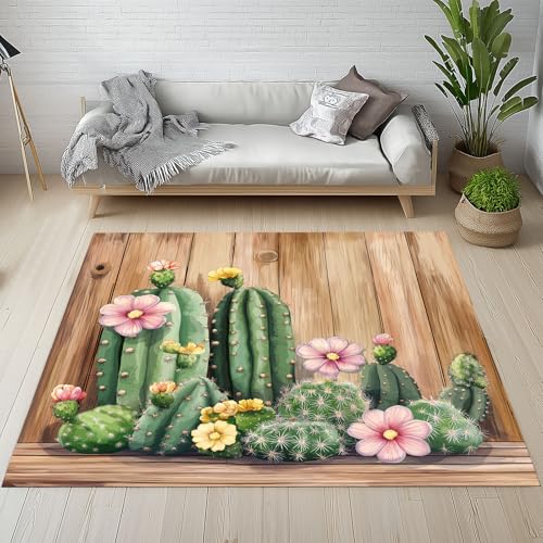 Dpvbffx Succulent Kaktus Blumen Teppich Groß 200x290 cm, Bauernhaus Holzoptik Waschbare Teppiche Antirutsch, Vintage Rustikale Teppich Kurzflor Fur Wohnzimmer Schlafzimmer Kinderzimmer Bettvorleger Dpvbffx Succulent Kaktus Blumen Teppich Groß 200x290 cm, Bauernhaus Holzoptik Waschbare Teppiche Antirutsch, Vintage Rustikale Teppich Kurzflor Fur Wohnzimmer Schlafzimmer Kinderzimmer Bettvorleger von Dpvbffx