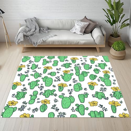 Dpvbffx Succulent Teppich Wohnzimmer Schlafzimmer, Kaktus Blumen Kurzflor Teppich 160x200 cm, Grün Pflanzenmuster Teppiche Antirutsch Weich Waschbare Teppiche Kinderzimmer Bettvorleger Dpvbffx Succulent Teppich Wohnzimmer Schlafzimmer, Kaktus Blumen Kurzflor Teppich 160x200 cm, Grün Pflanzenmuster Teppiche Antirutsch Weich Waschbare Teppiche Kinderzimmer Bettvorleger von Dpvbffx