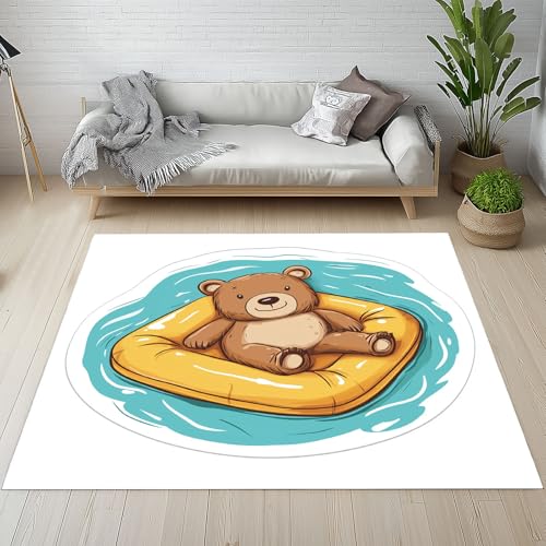 Dpvbffx Süße Bärchen Teppich Wohnzimmer, Kinder Karikatur Tier Kurzflor Teppich 140x200 cm, Schwimmring Puppe Bär Teppiche Antirutsch Weich Waschbare Teppiche Kinderzimmer Schlafzimmer Bettvorleger Dpvbffx Süße Bärchen Teppich Wohnzimmer, Kinder Karikatur Tier Kurzflor Teppich 140x200 cm, Schwimmring Puppe Bär Teppiche Antirutsch Weich Waschbare Teppiche Kinderzimmer Schlafzimmer Bettvorleger von Dpvbffx