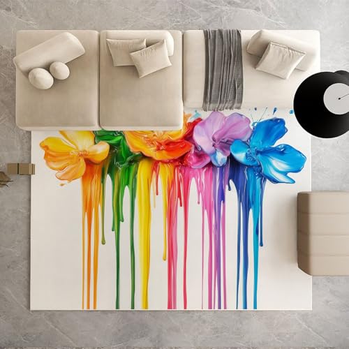 Dpvbffx Tinte Splash Teppich rutschfest Weich, Mehrfarbig Blumen Teppich Wohnzimmer 100x150 cm, Modern Abstrakte Kunst Teppiche Kurzflor Waschbare fur Schlafzimmer Badezimmer Kinderzimmer Dpvbffx Tinte Splash Teppich rutschfest Weich, Mehrfarbig Blumen Teppich Wohnzimmer 100x150 cm, Modern Abstrakte Kunst Teppiche Kurzflor Waschbare fur Schlafzimmer Badezimmer Kinderzimmer von Dpvbffx
