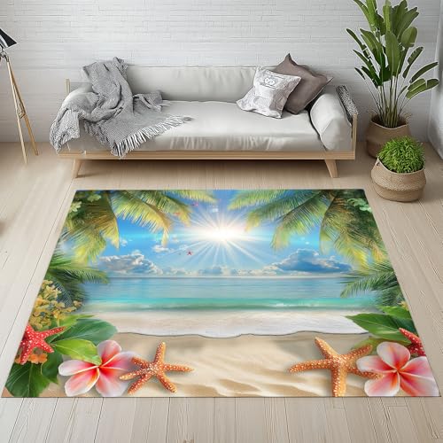 Dpvbffx Tropisch Sommer Meer Fußmatte 50x80 cm, Hawaii Holiday Strand Teppich Klein rutschfest, Hibiskus Palm Seestern Teppich Kurzflor, Teppiche Gegend Schmutzfangmatte fur Innen Outdoor Eingang Dpvbffx Tropisch Sommer Meer Fußmatte 50x80 cm, Hawaii Holiday Strand Teppich Klein rutschfest, Hibiskus Palm Seestern Teppich Kurzflor, Teppiche Gegend Schmutzfangmatte fur Innen Outdoor Eingang von Dpvbffx