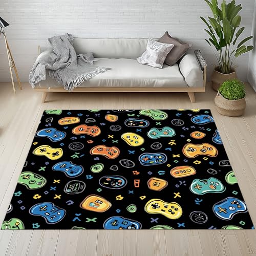 Dpvbffx Videospiel Teppich Wohnzimmer, Gamer Gamepad Kurzflor Teppich 120x170 cm, Game Controller Teppiche Antirutsch Weich Waschbare Teppiche Kinderzimmer Schlafzimmer Bettvorleger von Dpvbffx