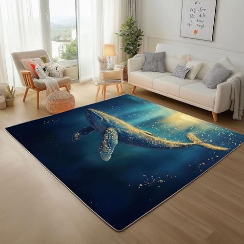 Dpvbffx Wal Teppich Wohnzimmer, Unterwasserwelt Kurzflor Teppich 160x200 cm, Ozean Meerestier Teppiche Antirutsch Weich Waschbare Teppiche Kinderzimmer Schlafzimmer Bettvorleger von Dpvbffx