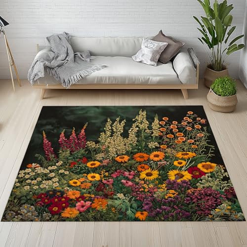 Dpvbffx Wildblumen Teppich Groß 245x300 cm, Rustikale Pflanzen Blumen Waschbare Teppiche Antirutsch, Frühling Botanisch Teppich Weich Kurzflor Fur Wohnzimmer Schlafzimmer Kinderzimmer Bettvorleger Dpvbffx Wildblumen Teppich Groß 245x300 cm, Rustikale Pflanzen Blumen Waschbare Teppiche Antirutsch, Frühling Botanisch Teppich Weich Kurzflor Fur Wohnzimmer Schlafzimmer Kinderzimmer Bettvorleger von Dpvbffx