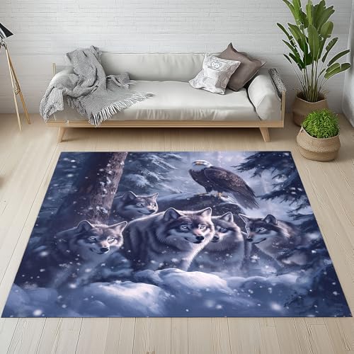 Dpvbffx Wolf Adler Fußmatte 40x60 cm, Winter Waldtiere Teppich Klein rutschfest, Wildtier Teppich Kurzflor, Waschbarer Teppiche Gegend Schmutzfangmatte fur Innen Outdoor Eingang Dpvbffx Wolf Adler Fußmatte 40x60 cm, Winter Waldtiere Teppich Klein rutschfest, Wildtier Teppich Kurzflor, Waschbarer Teppiche Gegend Schmutzfangmatte fur Innen Outdoor Eingang von Dpvbffx