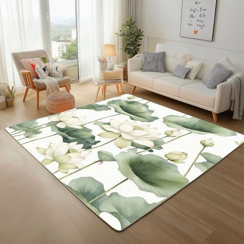 Dpvbffx Zen Lotus Teppich Rutschfest Weich, Lotusblatt Blumen Teppich Wohnzimmer 80x150 cm, Floral Pflanzen Laub Teppiche Kurzflor Waschbare fur Schlafzimmer Badezimmer Kinderzimmer Schmutzfangteppich Dpvbffx Zen Lotus Teppich Rutschfest Weich, Lotusblatt Blumen Teppich Wohnzimmer 80x150 cm, Floral Pflanzen Laub Teppiche Kurzflor Waschbare fur Schlafzimmer Badezimmer Kinderzimmer Schmutzfangteppich von Dpvbffx