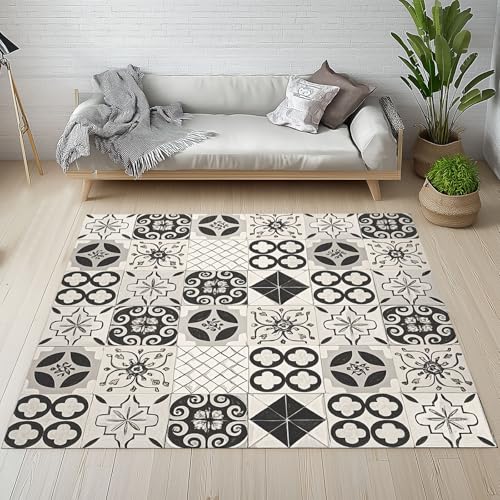 Marokko Fliesen Teppich Wohnzimmer Schlafzimmer, Geometrie Patchwork Kurzflor Teppich 160x200 cm, Abstrakte Retro Bohemian Teppiche Antirutsch Weich Waschbare Teppiche Kinderzimmer Bettvorleger Marokko Fliesen Teppich Wohnzimmer Schlafzimmer, Geometrie Patchwork Kurzflor Teppich 160x200 cm, Abstrakte Retro Bohemian Teppiche Antirutsch Weich Waschbare Teppiche Kinderzimmer Bettvorleger von Dpvbffx