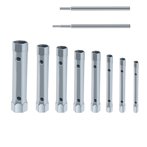 Doppelendiger Steckschlüsseleinsatz, Klempner, Rückmutter, Gewindebohrer, Zündkerzenschlüssel-Set, verlängerter Zündkerzenschlüssel, 6–22 mm, 10 Stück von Dpwrrot