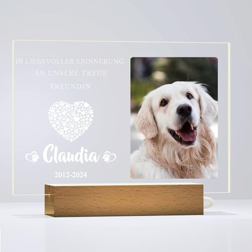 Dr Custom Personalisierte Hund Gedenktafel - Individueller Bilderrahmen mit Foto und Namen - Trauergeschenk für Haustier-Besitzer von Dr Custom