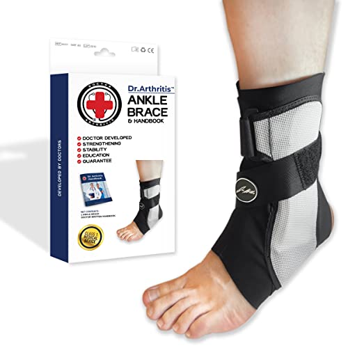 Von Ärzten Entworfen Knöchelbandage/Sprunggelenkbandage für Verstauchung, Fußgelenkbandange für Fußverletzung, Bandage Fußgelenk/ Achilles & Peroneal Tendonitis - Frauen & Männer [Schwarz, Links, M] von Dr. Arthritis