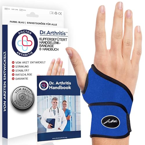 Dr. Arthritis Von Ärzten Entworfen, Leichte Handgelenk Bandage, Handgelenkstütze/Sehnenscheidenentzündung Bandage/Karpaltunnel Schiene, Handbandage Rechts/Links [Blau, Einzelpackung] von Dr. Arthritis