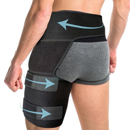 Von Ärzten Entworfen, Stabilisierende Oberschenkelbandage, Hüftgelenkstütze für Ischias-Schmerzlinderung, Piriformis-Syndrom, Oberschenkelkompression, Hamstring-Hüftbandage für Frauen & Männer, S/M von Dr. Arthritis