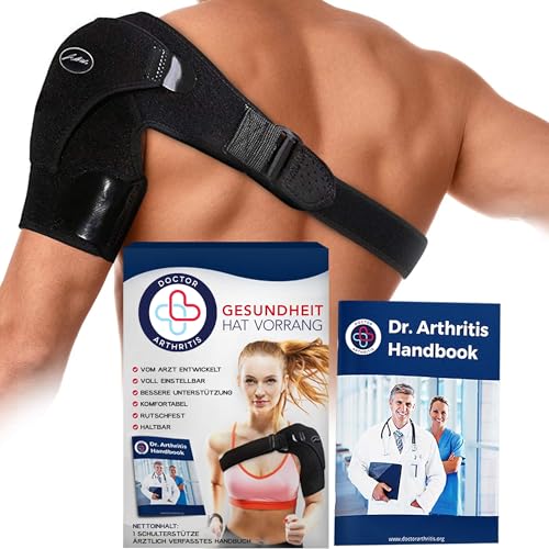 Dr. Arthritis Von Ärzten Entworfen, Schulterstütze, Anpassbarer Schultergurt, Schulterbandage Herren/Damen, Oberarm-Bandage für Unterstützung von Schulterverletzungen, [Schwarz, für Links/Rechts] von Dr. Arthritis