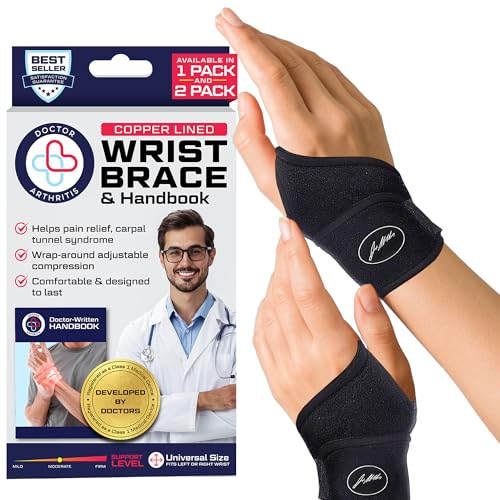 Dr. Arthritis Von Ärzten Entworfen, Leichte Handgelenk Bandagen, Handgelenkstütze, Sehnenscheidenentzündung Handgelenkbandage, Karpaltunnel Schiene, Handbandage Rechts und Links, Schwarz, 2er-Packung von Dr. Arthritis
