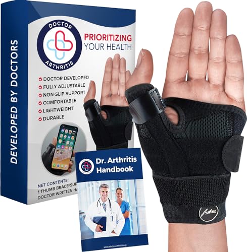 Dr. Arthritis Von Ärzten Entworfen Handgelenk Bandage, Daumenbandage Links/Rechts, Handgelenkstütze mit Daumenschiene/Stabilisierende Handgelenkbandage mit Daumenortthese [Schwarz, Einzelpack] von Dr. Arthritis