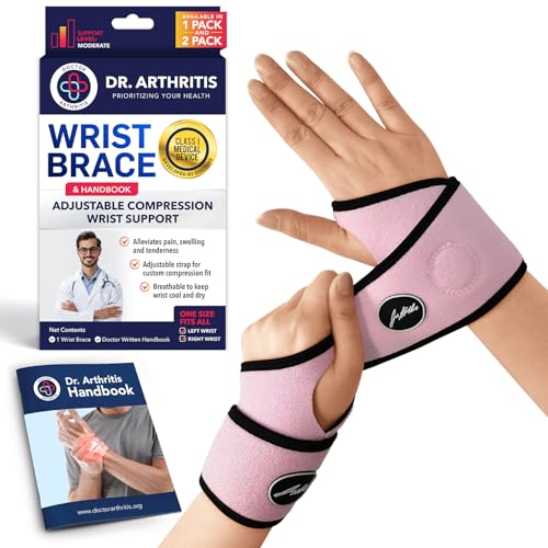 Dr. Arthritis Von Ärzten Entworfen, Verstellbare Handgelenk Bandagen, Handgelenkstütze für Sehnenscheidenentzündung, Handgelenkbandage mit Karpaltunnel Schiene, Handbandage 2er-Pack, Pink von Dr. Arthritis