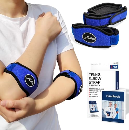 Dr. Arthritis Von Ärzten Entworfen Ellenbogen Bandage/Tennisarm Manschette. Ellenbogenbandage Tennisarm/Golferarm, Verstellbare Tennisarm Bandage für linken und rechten Arm [Paar, Blau] von Dr. Arthritis