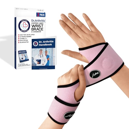 Dr. Arthritis Von Ärzten Entworfen, Leichte Handgelenk Bandage, Handgelenkstütze/Sehnenscheidenentzündung Bandage/Karpaltunnel Schiene, Handbandage Rechts/Links [Pink, Paar] von Dr. Arthritis
