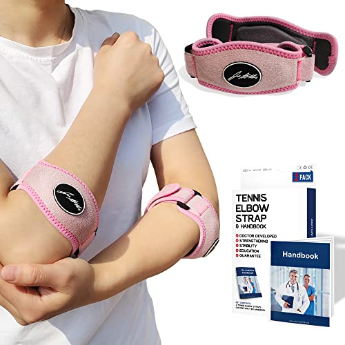 Dr. Arthritis Von Ärzten Entworfen, Ellenbogen Bandage, Verstellbare Tennisarm Manschette, Ellenbogenbandage für Golferarm, Ellenbogenschoner für Links und Rechts, 2er-Pack, Pink von Dr. Arthritis
