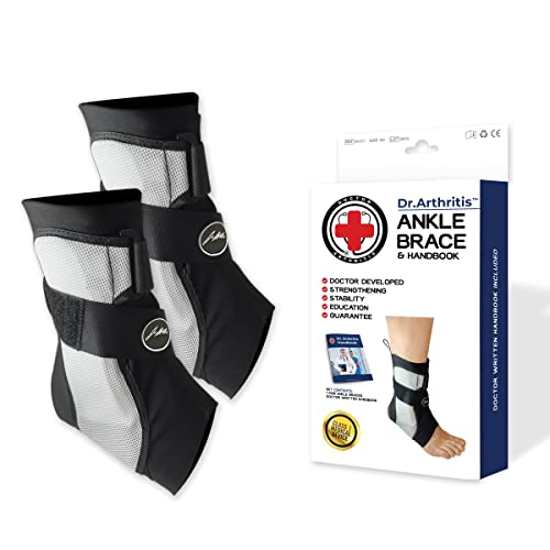 Von Ärzten Entworfen Knöchelbandage/Sprunggelenkbandage für Verstauchung, Fußgelenkbandange für Fußverletzung, Bandage Fußgelenk/ Achilles & Peroneal Tendonitis - Frauen & Männer [Schwarz, Paar, M] von Dr. Arthritis