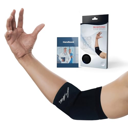 Von Ärzten Entworfen Kupfer-Ellenbogenbandage & Armbandage, Ellbogenbandage für Tennisarm, Golferarm, Arthritis, Ellbogenkompression & Unterstützung, Ellenbogen-Bandage Herren/Damen [Schwarz, 2XL] von Dr. Arthritis