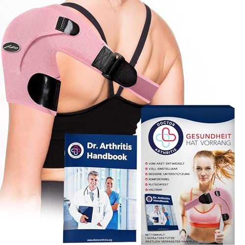 Dr. Arthritis Von Ärzten Entworfen, Schulterstütze, Anpassbarer Schultergurt, Schulterbandage Herren/Damen, Oberarm-Bandage für Unterstützung von Schulterverletzungen, Pink, für Links/Rechts von Dr. Arthritis