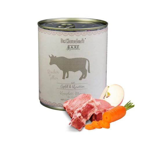 DR.CLAUDER'S - B.A.R.F. Komplett Menue Rinderteller | Fleischeintopf mit 100% Muskelfleisch, Innereien und Gemüse für ausgewachsene Hunde. Alleinfutter in der Dose | 800g Rind von Dr. Clauder's