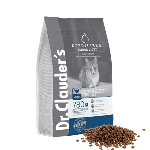 DR.CLAUDER'S - High Premium Sterilised/Senior/Light | Trockenfutter für sterilisierte, ältere oder übergewichtige Katzen. Weizenfreies Alleinfutter im Beutel | 1,5kg Geflügel&Fisch von Dr. Clauder's