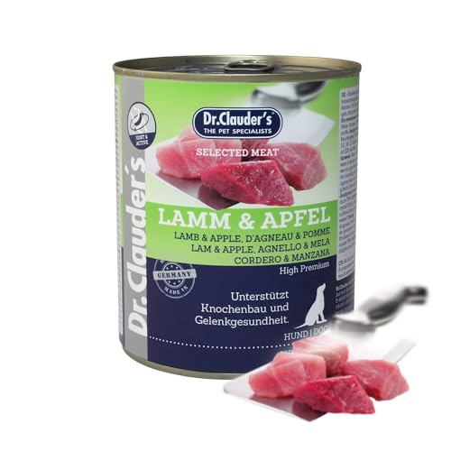 DR.CLAUDER'S - Selected Meat Prebiotic | Nassfutter in Lebensmittelqualität mit Inulin für eine gesunde Darmflora bei ausgewachsenen Hunden. Alleinfutter in der Dose | 800g Lamm&Apfel von Dr. Clauder's