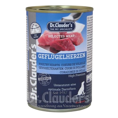 Dr. Clauder Dr. Clauders Hunde Nassfutter Dose Selected Meat Prebiotics mit Geflügelherzen 400 g von Dr. Clauders