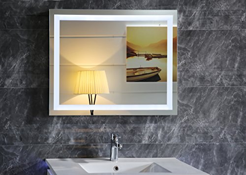 Badezimmerspiegel Badspiegel 90 x 60 cm mit LED Beleuchtung durch satinierte Lichtflächen kaltweiß IP44 von Dr. Fleischmann