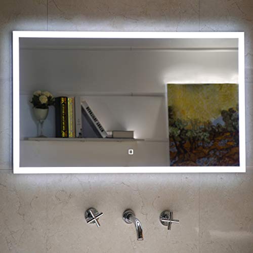 Lichtspiegel Badezimmerspiegel Badspiegel mit LED-Beleuchtung Touch-Schalter (100 x 60 cm) von Dr. Fleischmann