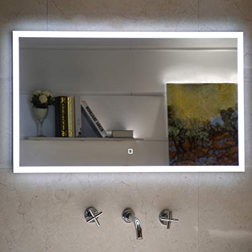 Badezimmerspiegel Badspiegel mit LED-Beleuchtung Touch-Schalter (100 x 60 cm) von Dr. Fleischmann