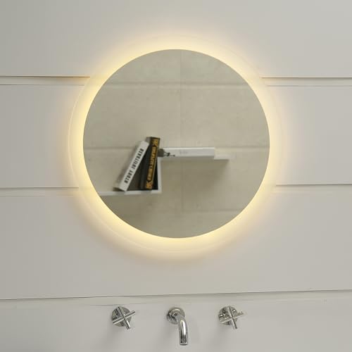 Design LED-Beleuchtung Badspiegel Wandspiegel Lichtspiegel GS047N rund 60cm (warmweiß) von Dr. Fleischmann