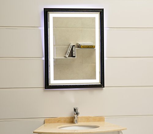 Design LED-Beleuchtung Wandspiegel GS099N Lichtspiegel Badspiegel Flurspiegel Garderobenspiegel mit Rahmen Tageslichtweiß IP44 (80 x 60 cm, K3) von Dr. Fleischmann