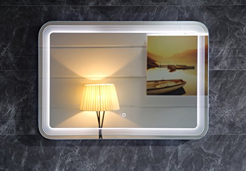 Design LED-Beleuchtung Badspiegel GS086 Lichtspiegel Wandspiegel mit Touch-Schalter Tageslichtweiß IP44 (80x60cm) von Dr. Fleischmann