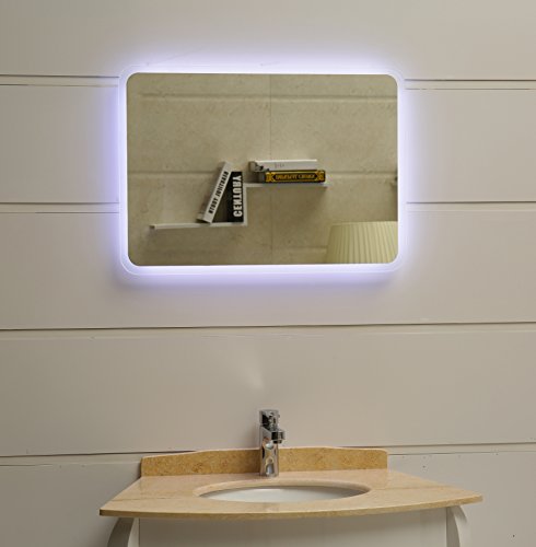 LED Badspiegel 100x70cm Badezimmerspiegel mit abgerundeten Ecken und LED-Beleuchtung Wandspiegel Kaltweiß 6400K IP44 von Dr. Fleischmann