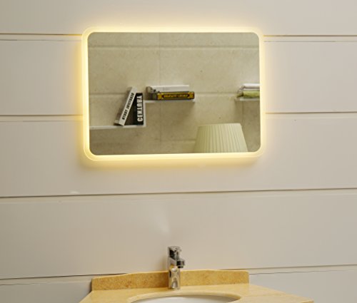 LED Badspiegel 80x60cm Badezimmerspiegel mit abgerundeten Ecken und LED-Beleuchtung Lichtspiegel Warmweiß 3000K IP44 von Dr. Fleischmann