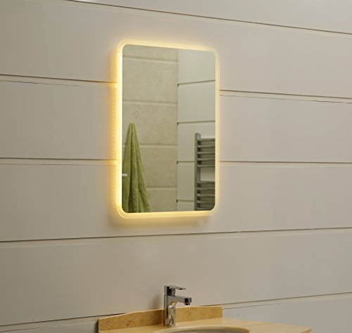 modernes Lichtspiegel Wandspiegel Badspiegel GS045N mit LED-Beleuchtung IP44 (50 x 70cm, warmweiß) von Dr. Fleischmann